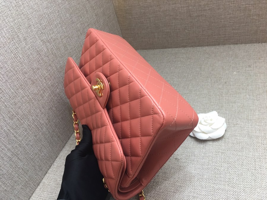 Medium Classic Flap Lambskin Bag AO1112 Cream Pink/Gold